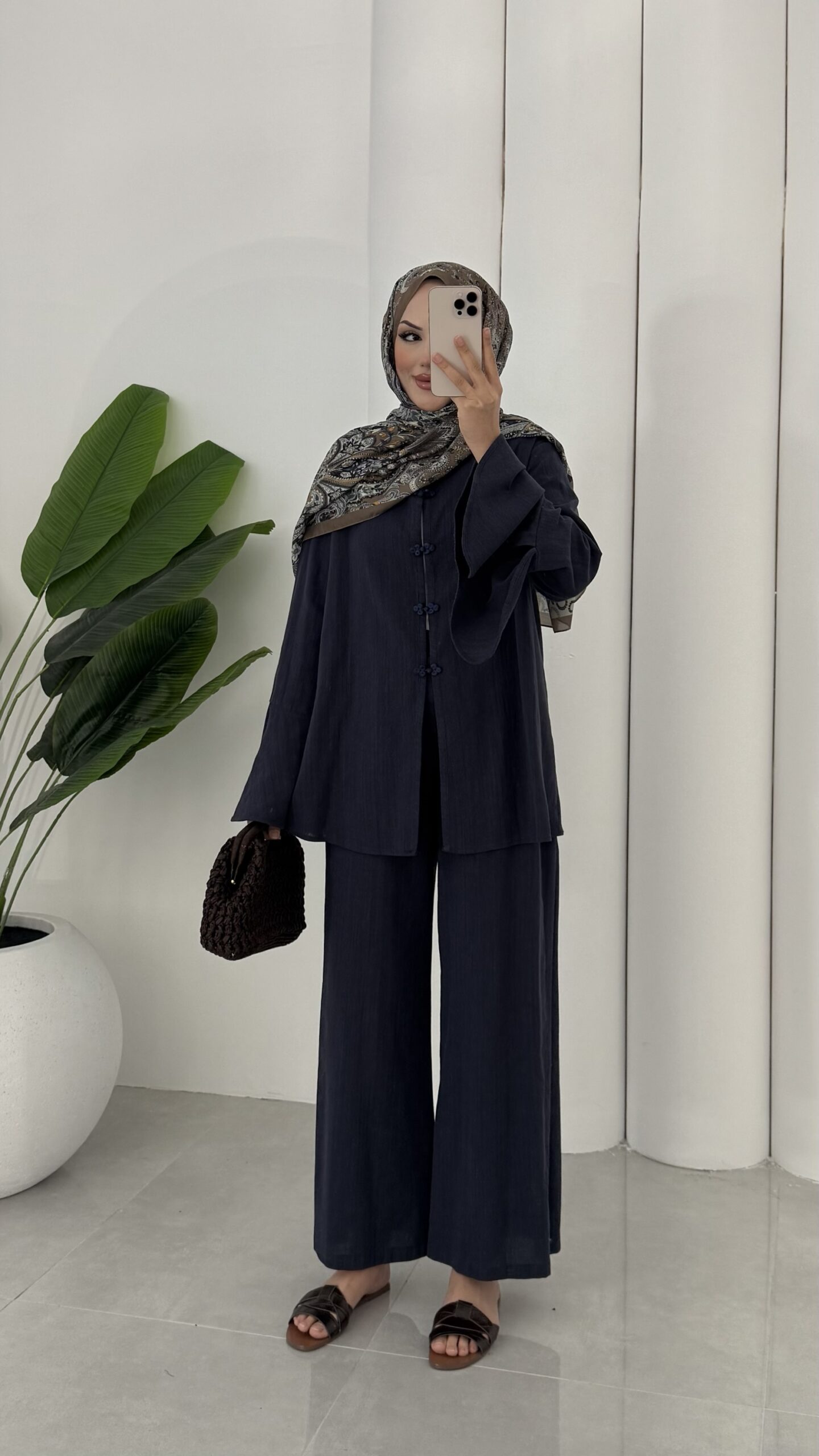 Mira Premium Keten İkili Takım - Lacivert