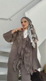 Kendy Fırfırlı İkili Takım - Kahverengi - Görsel 8