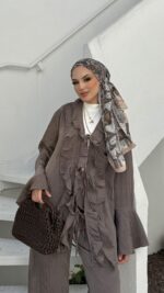 Kendy Fırfırlı İkili Takım - Kahverengi - Görsel 7