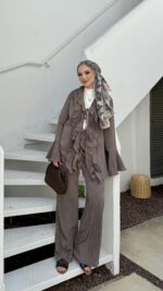 Kendy Fırfırlı İkili Takım - Kahverengi - Görsel 2