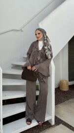 Kendy Fırfırlı İkili Takım - Kahverengi - Görsel 4