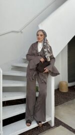 Kendy Fırfırlı İkili Takım - Kahverengi - Görsel 5