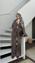 Kendy Fırfırlı İkili Takım - Kahverengi