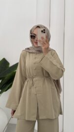 Carel Premium Keten İkili Takım - Yağyeşil - Görsel 4