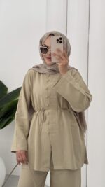 Carel Premium Keten İkili Takım - Yağyeşil - Görsel 5