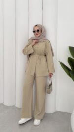 Carel Premium Keten İkili Takım - Yağyeşil - Görsel 8