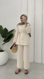 Carel Premium Keten İkili Takım - Bej - Görsel 2