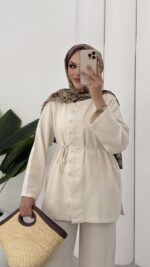 Carel Premium Keten İkili Takım - Bej - Görsel 5