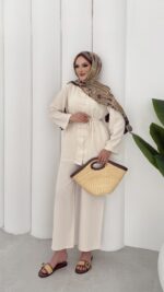 Carel Premium Keten İkili Takım - Bej - Görsel 8