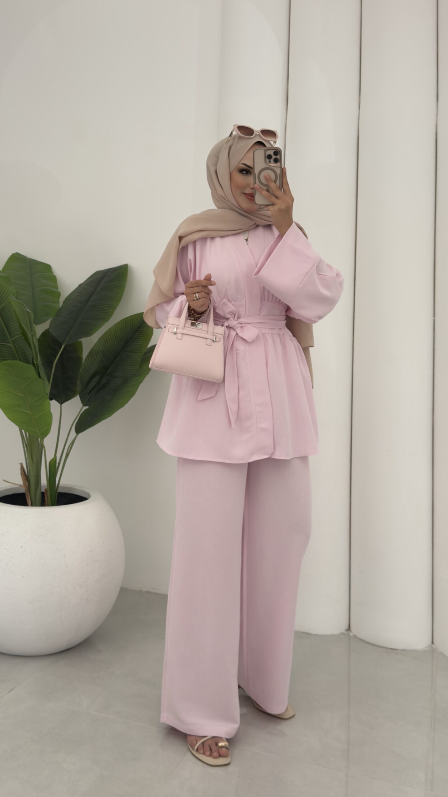 Royal Premium Keten İkili Takım - Pembe