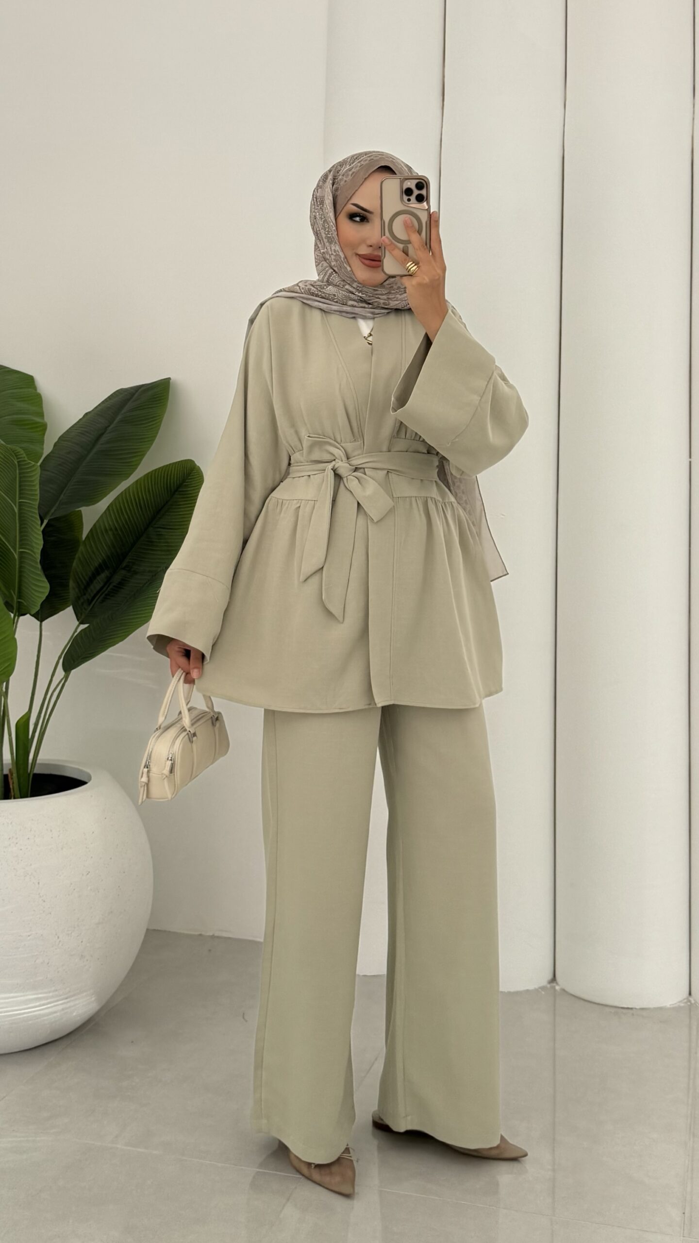 Royal Premium Keten İkili Takım - Yağyeşil