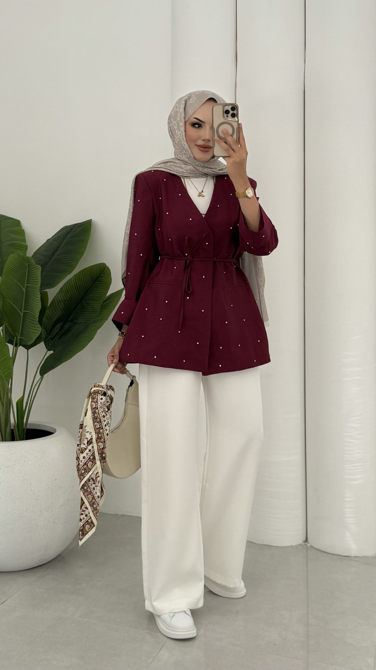 Shanell Taşlı Ceket - Mürdüm