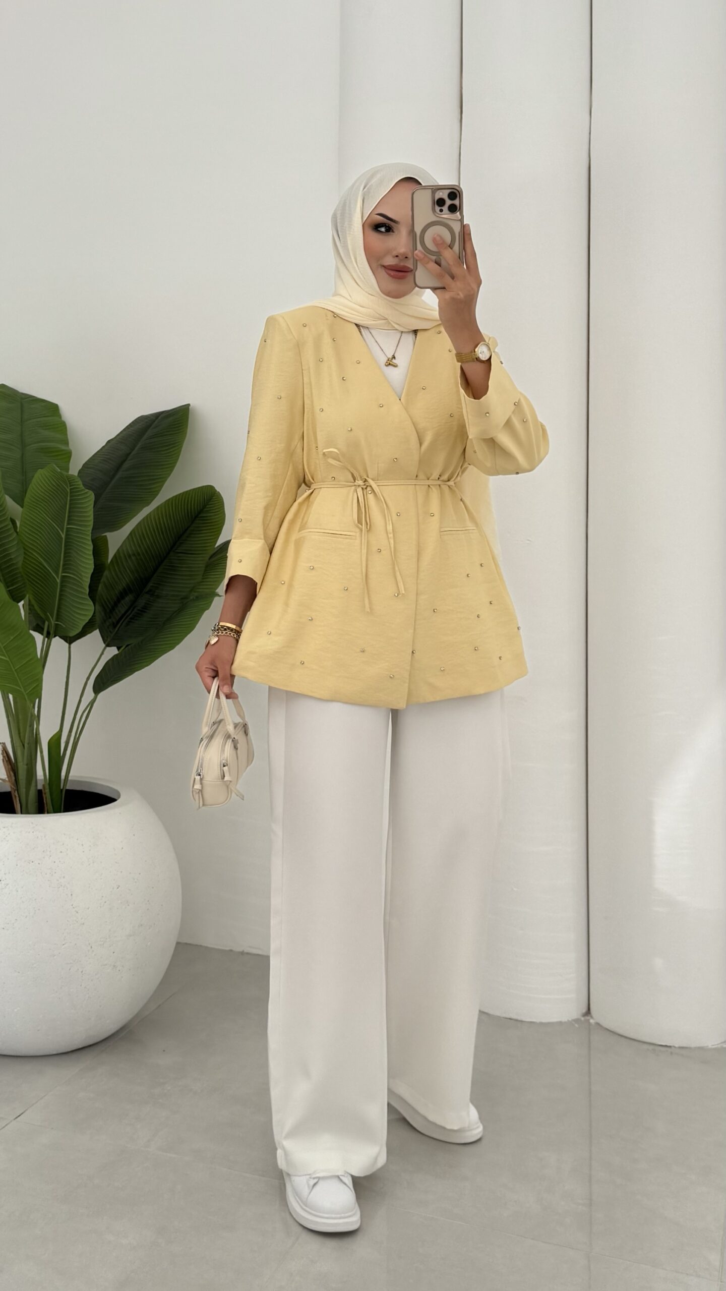 Shanell Taşlı Ceket - Sarı