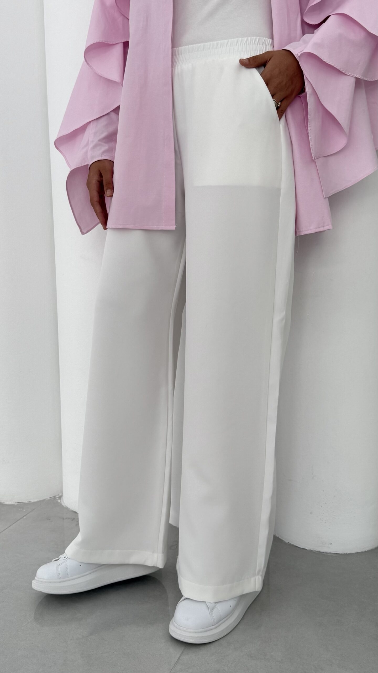 Premium Double Krep Pantolon - Beyaz