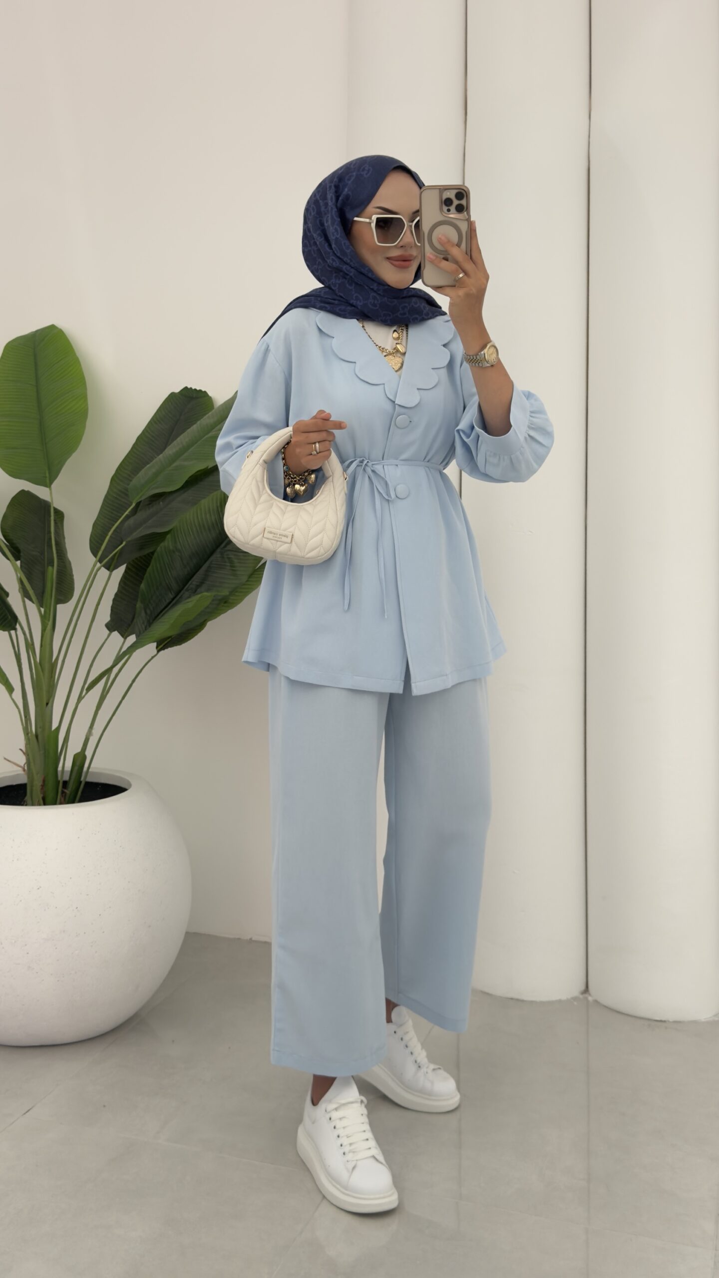 Chino Premium Keten İkili Takım - Mavi