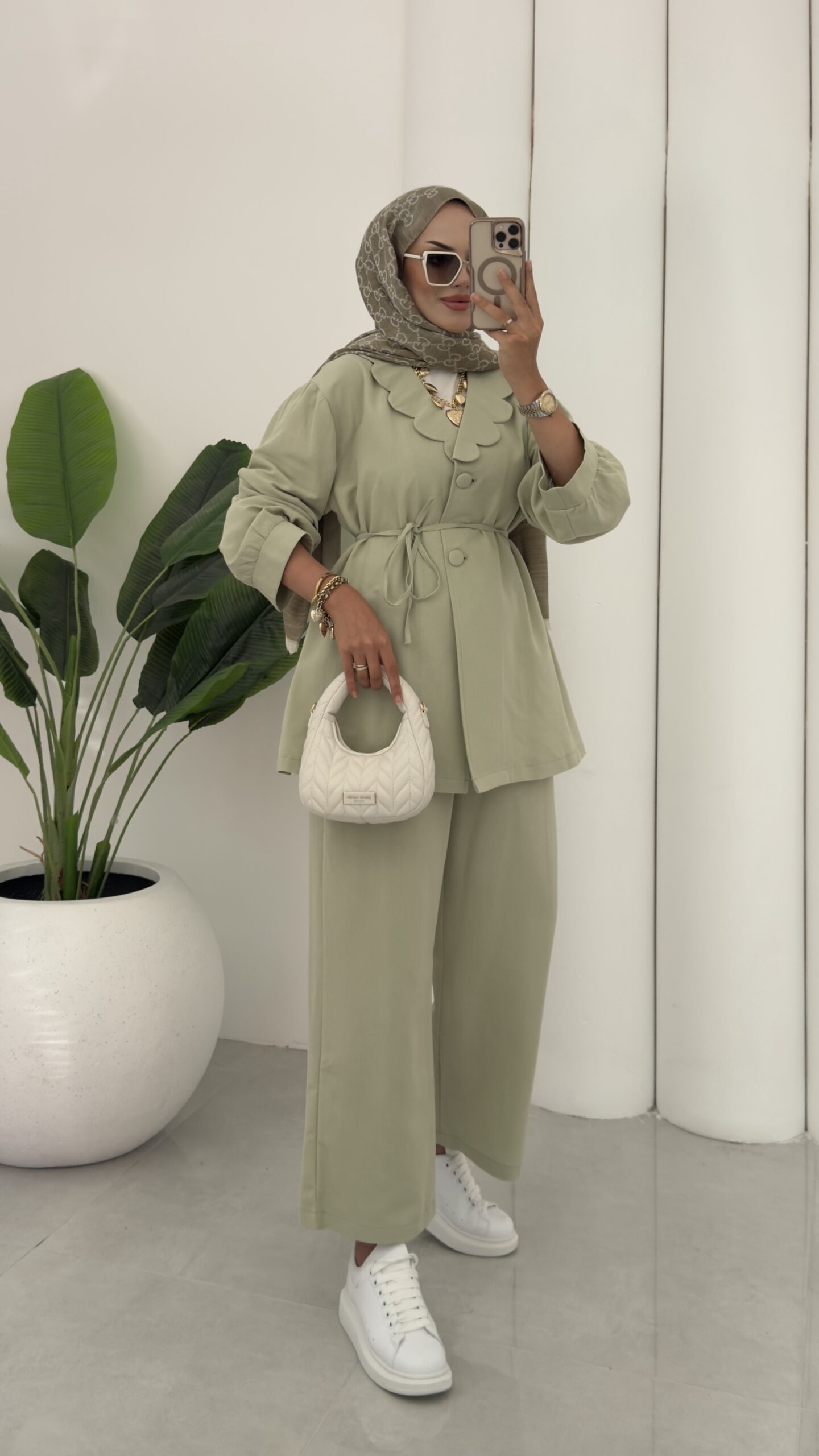 Chino Premium Keten İkili Takım - Yeşil