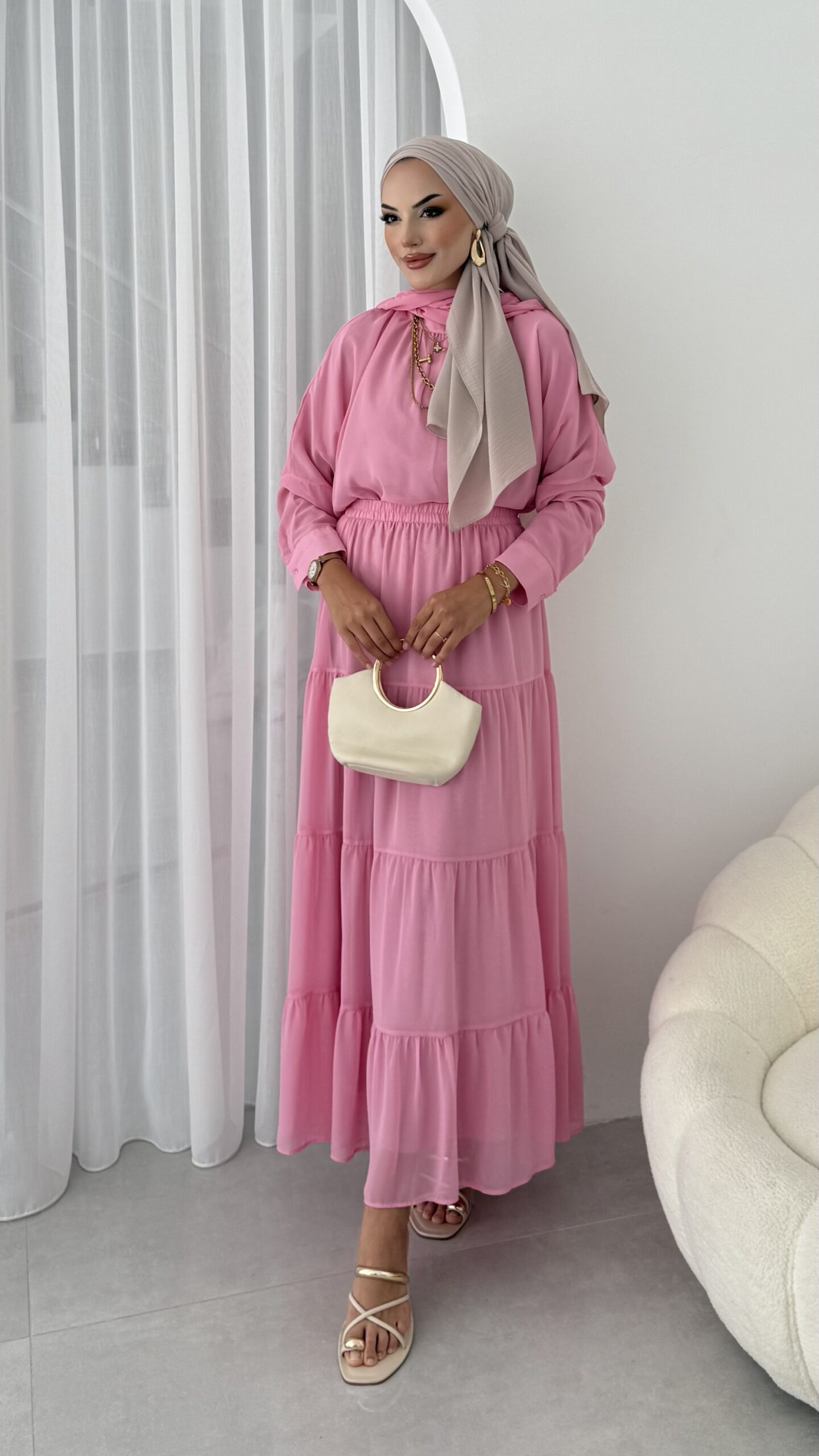 Zra Muadil Vual Etekli Takım - Pembe