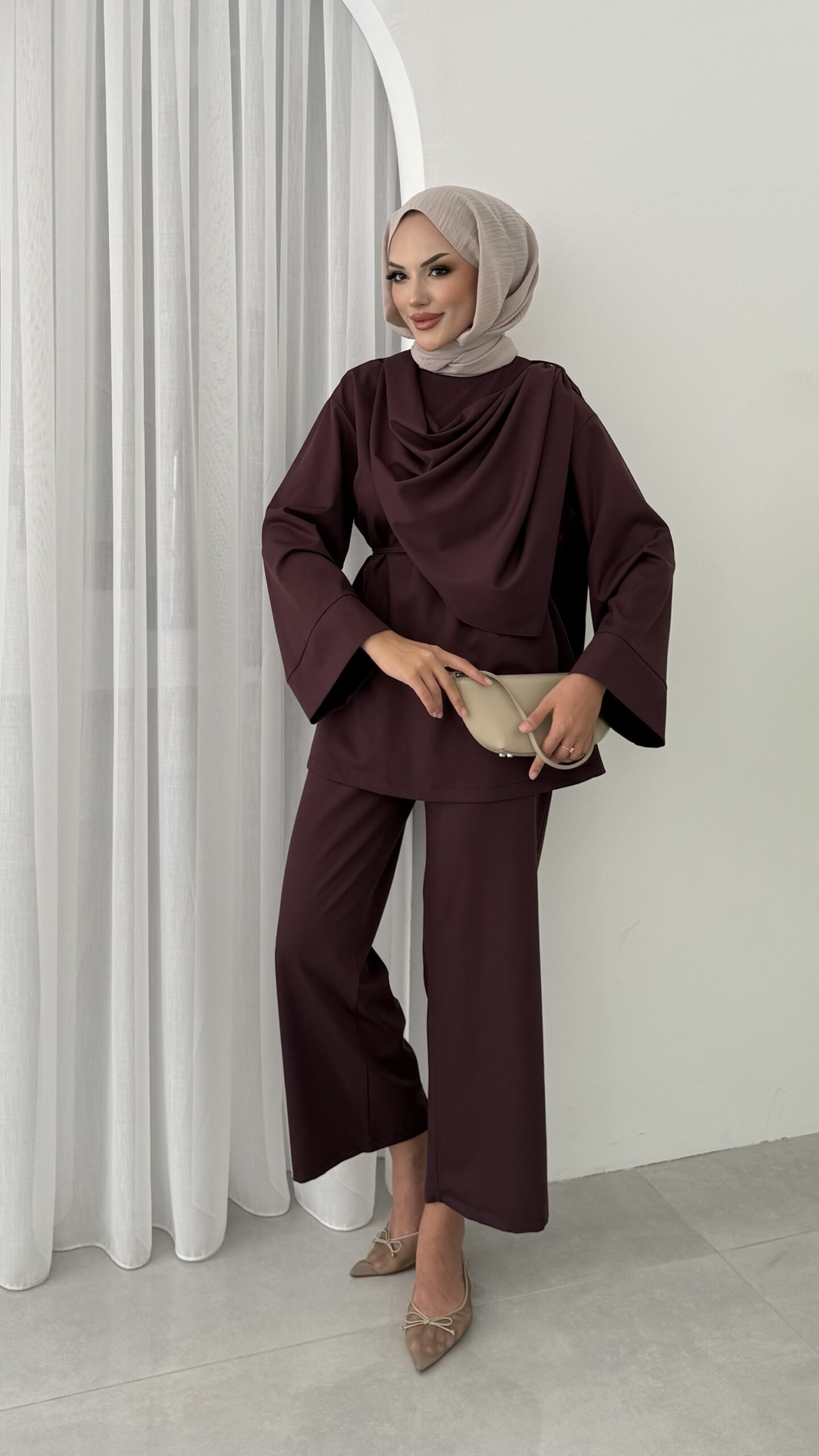 Premium Şal Yaka İkili Takım - Bordo