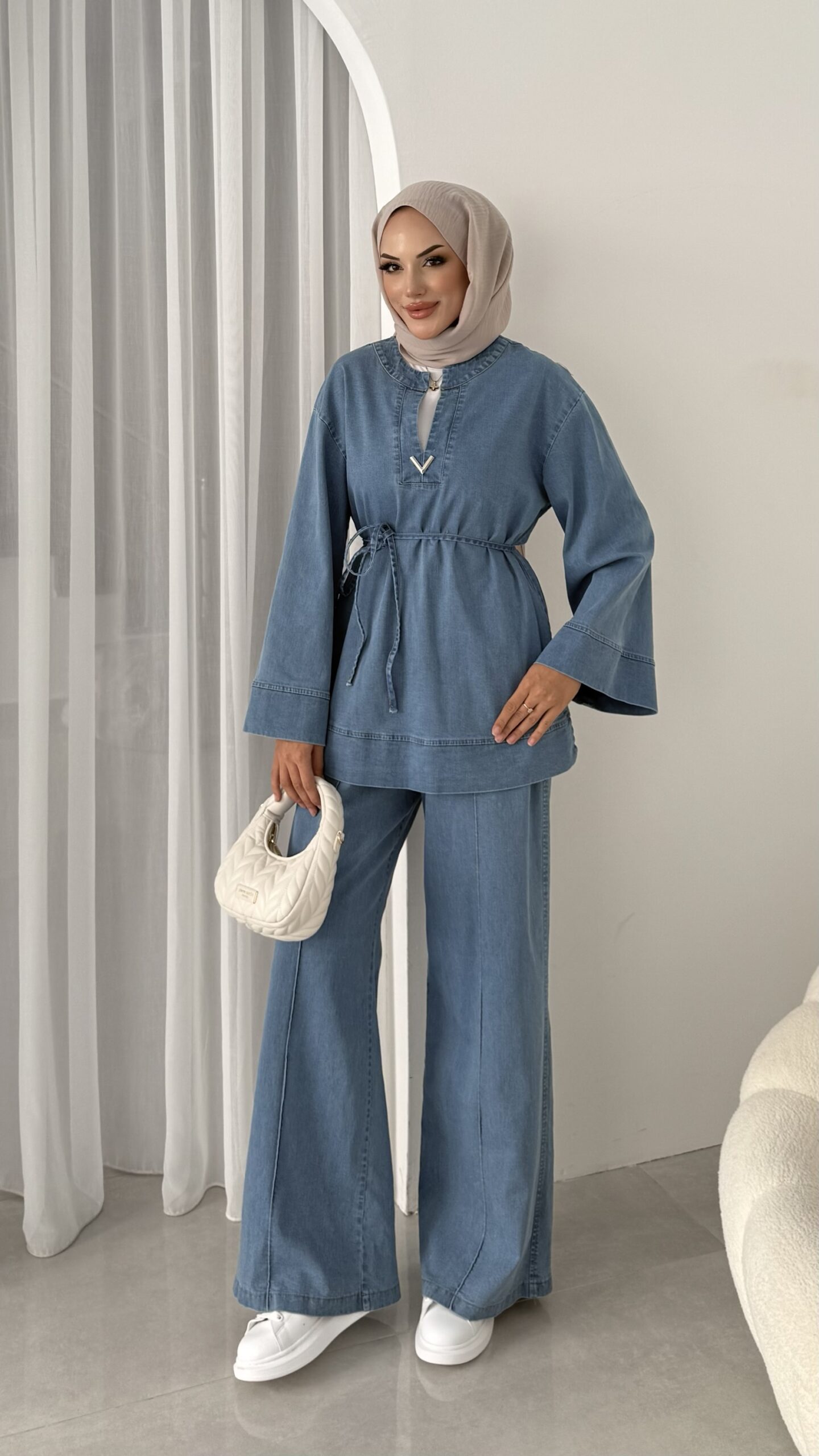 Drop Denim İkili Takım - Açık Mavi