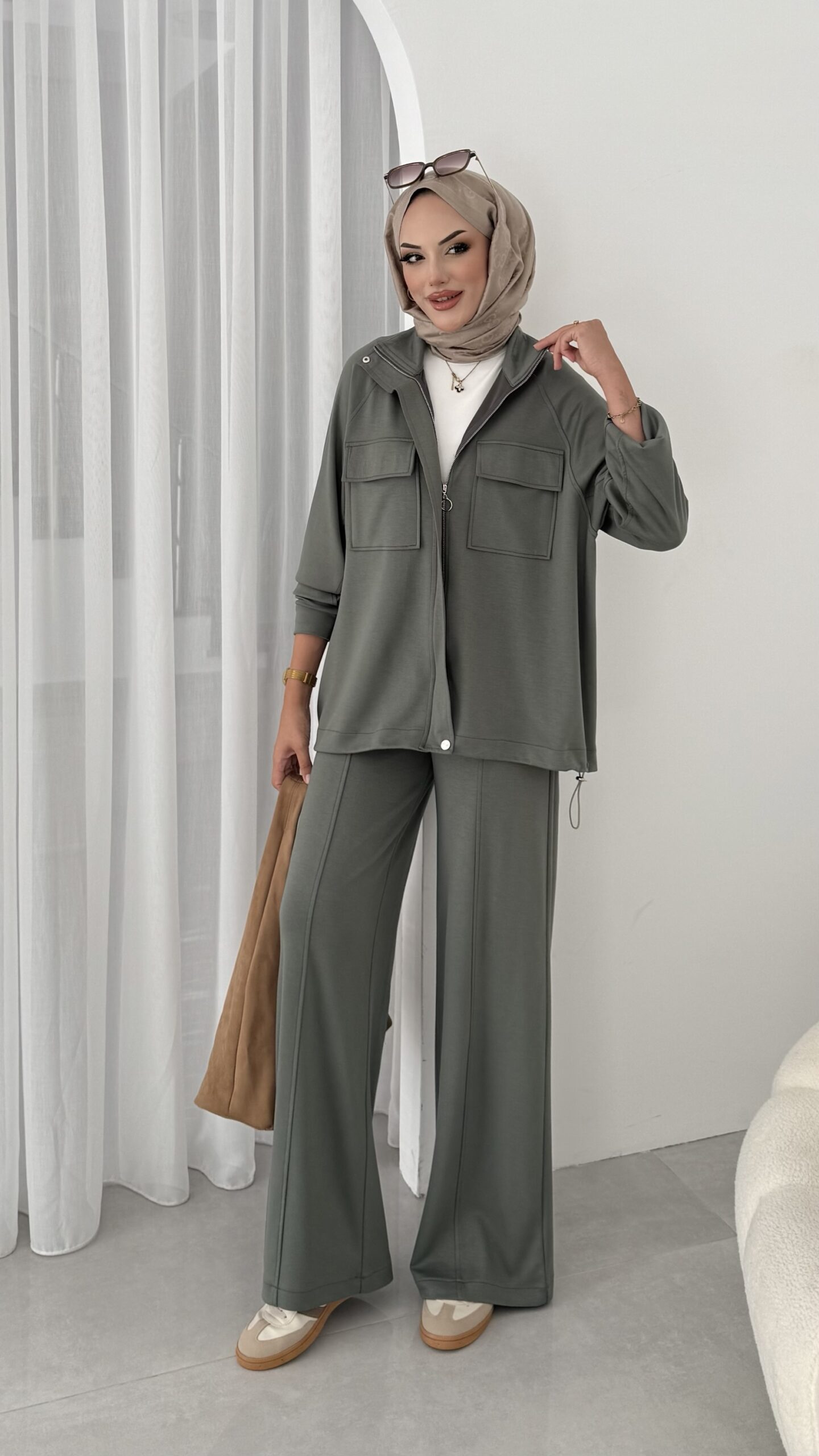 Oysh Bomber Ceket Takım  - Haki