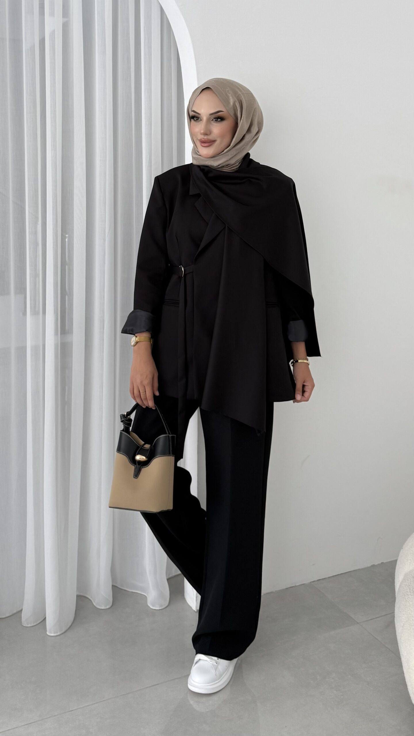 Pinterest Premium Atkılı Blazer Ceket - Siyah