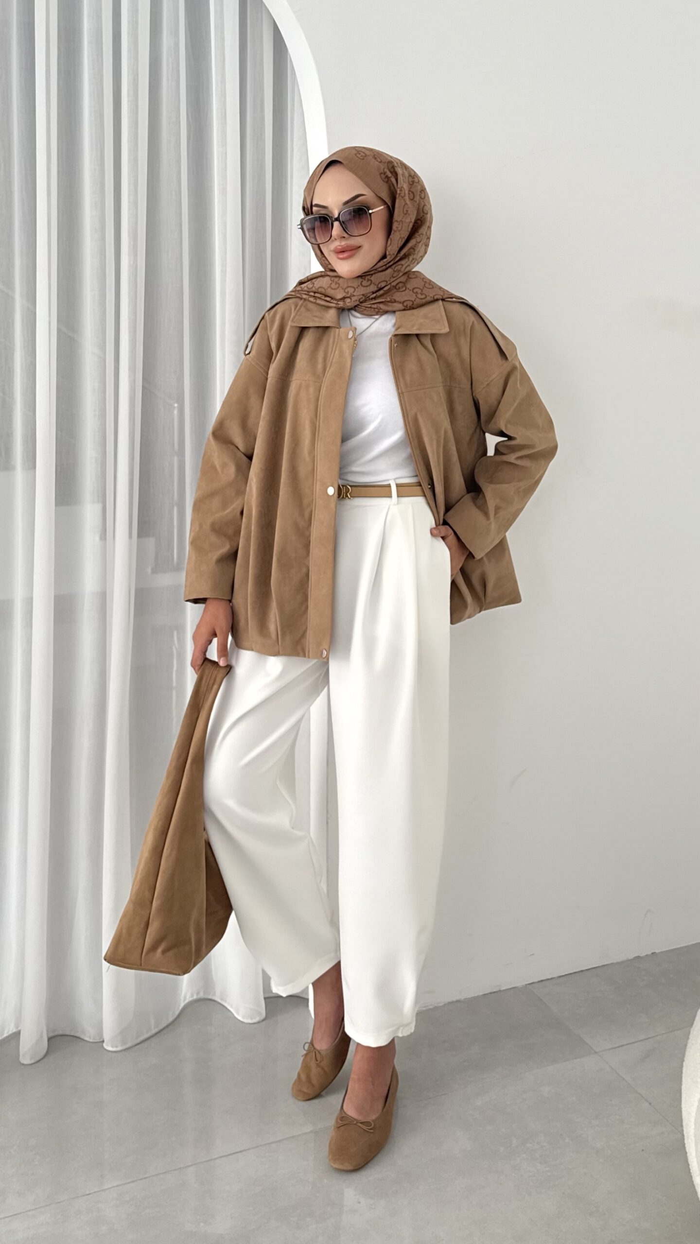 Zra Muadil Süet Bomber Ceket - Camel