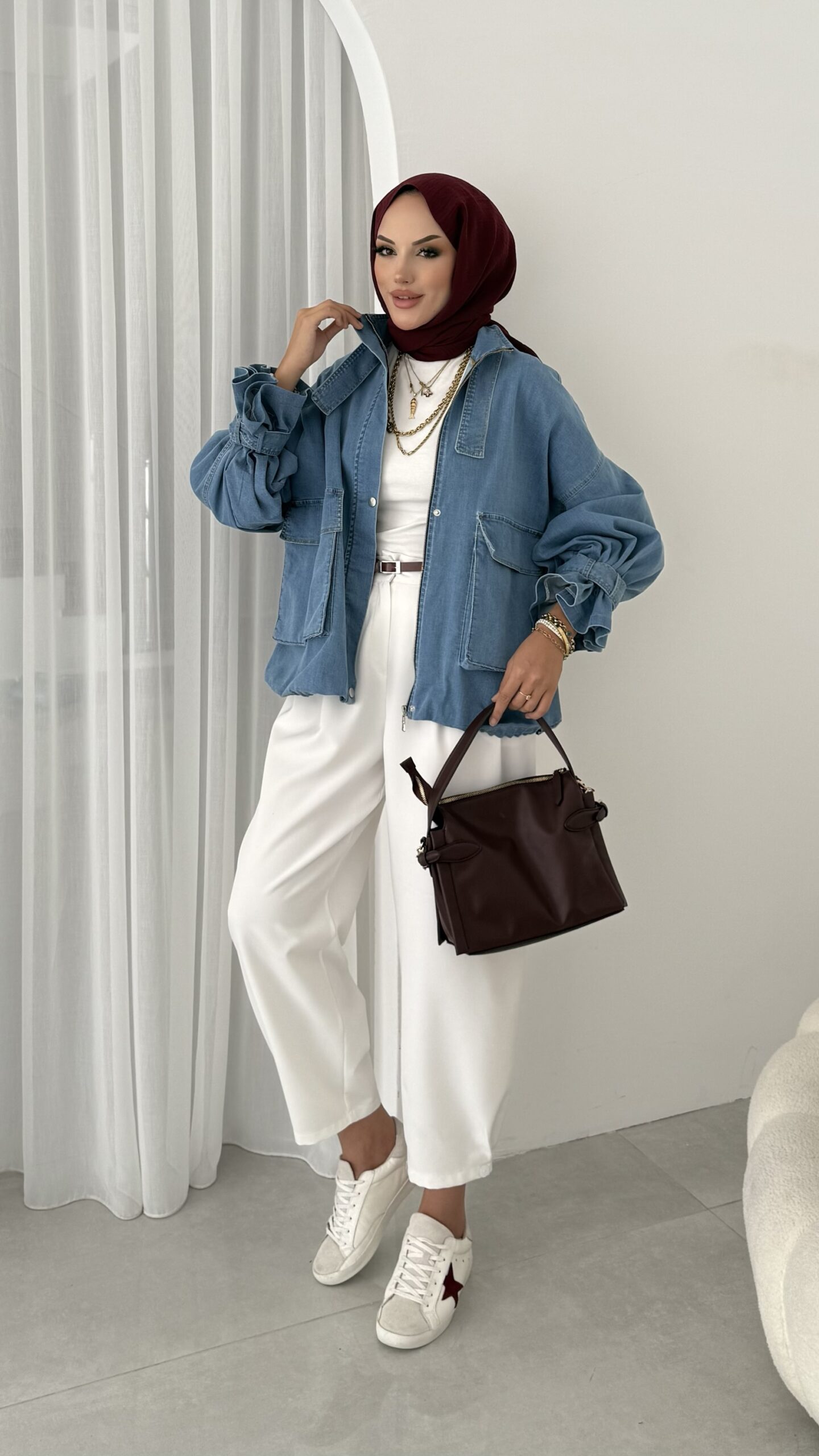 Touch Denim Bomber Ceket - Açık Mavi