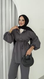 Bloom Scuba Puf İkili Takım - Antrasit - Görsel 7