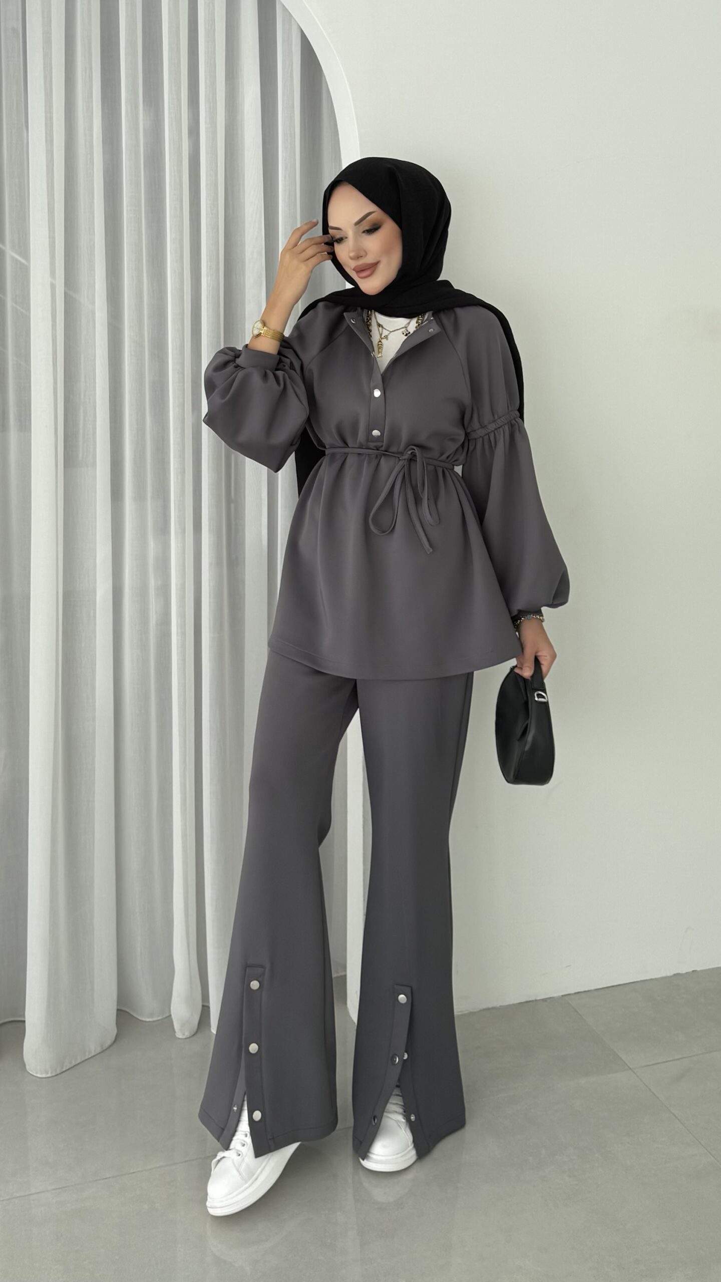 img_5057-3 Bloom Scuba Puf İkili Takım - Antrasit - Görsel 3