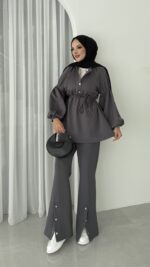 Bloom Scuba Puf İkili Takım - Antrasit - Görsel 2