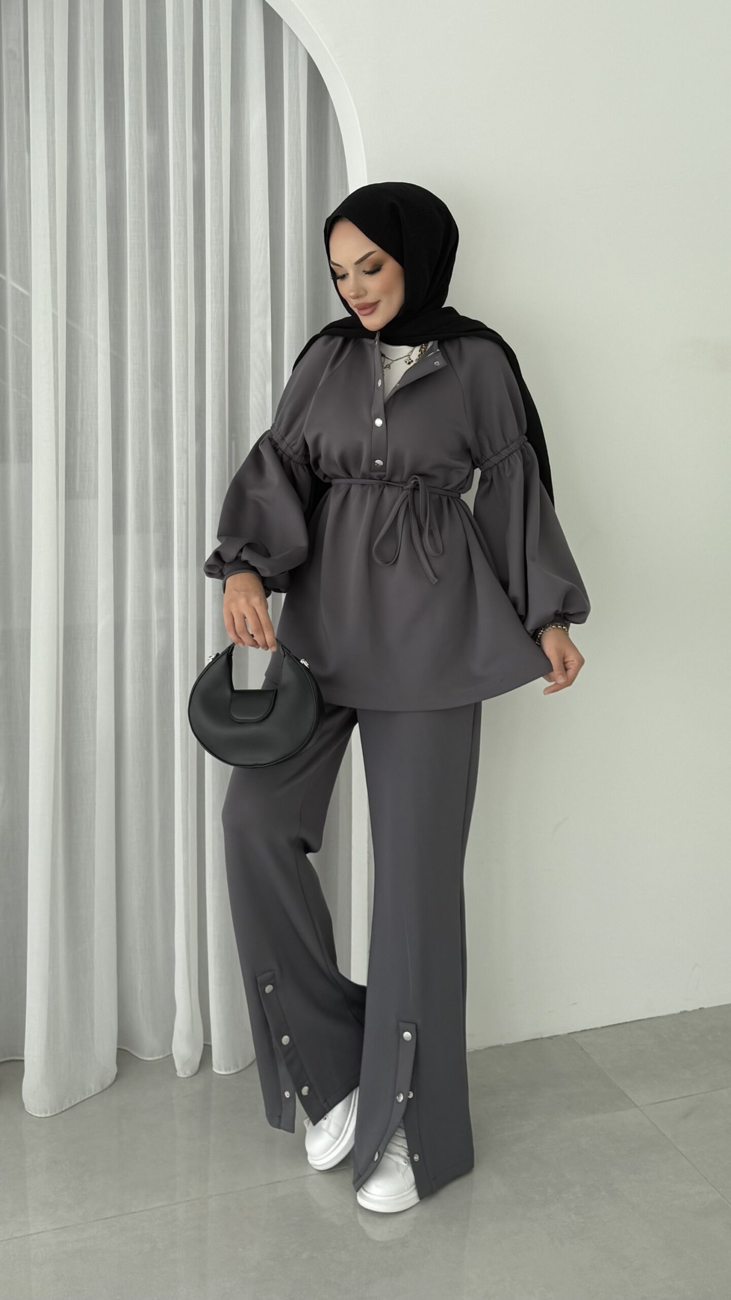 img_5061-3 Bloom Scuba Puf İkili Takım - Antrasit - Görsel 4