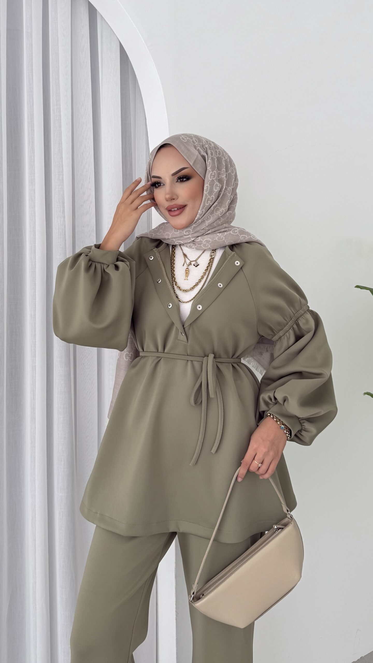 img_5201-2 Bloom Scuba Puf İkili Takım - Yeşil - Görsel 5