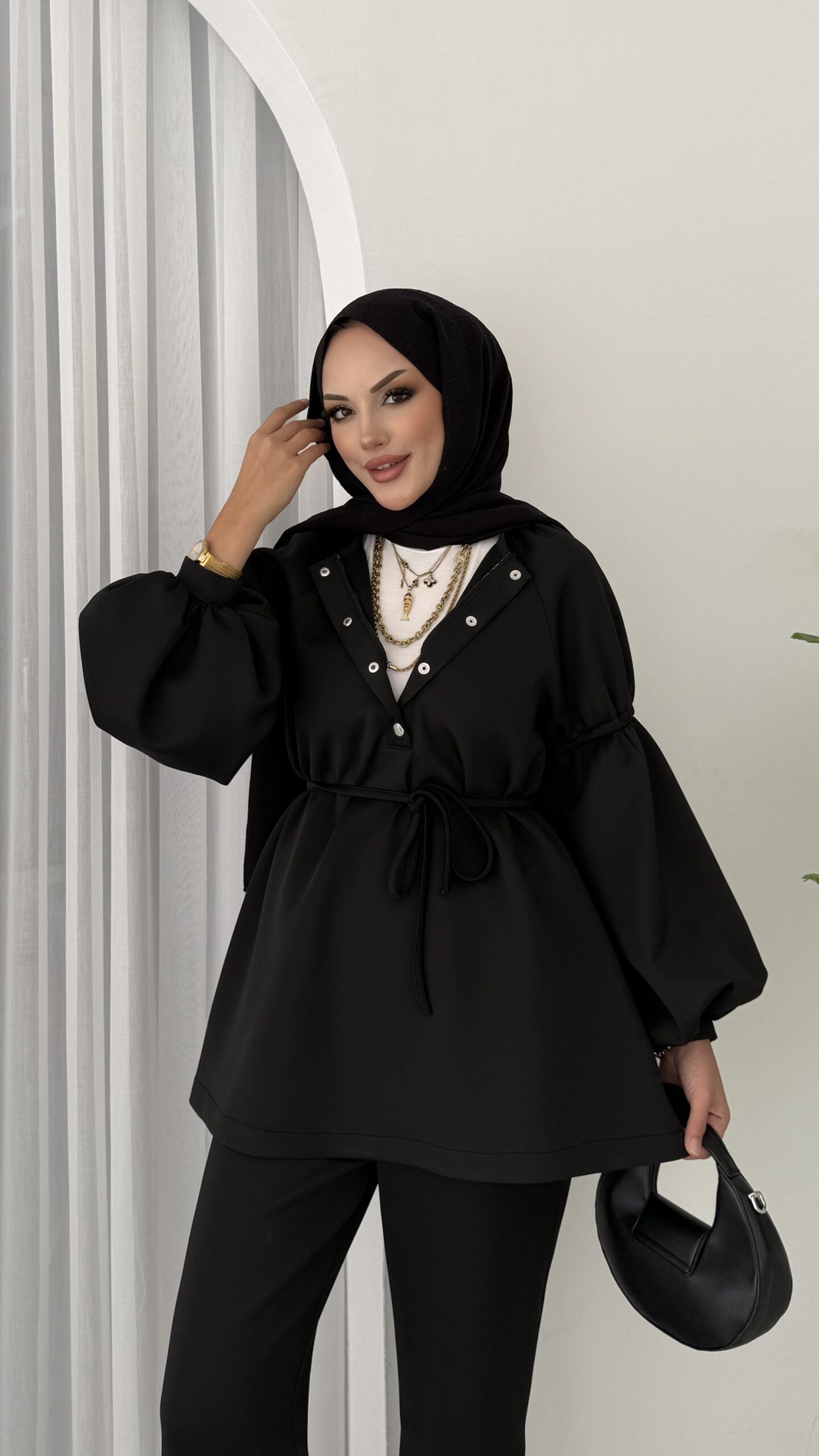 img_5254-3 Bloom Scuba Puf İkili Takım - Siyah - Görsel 5