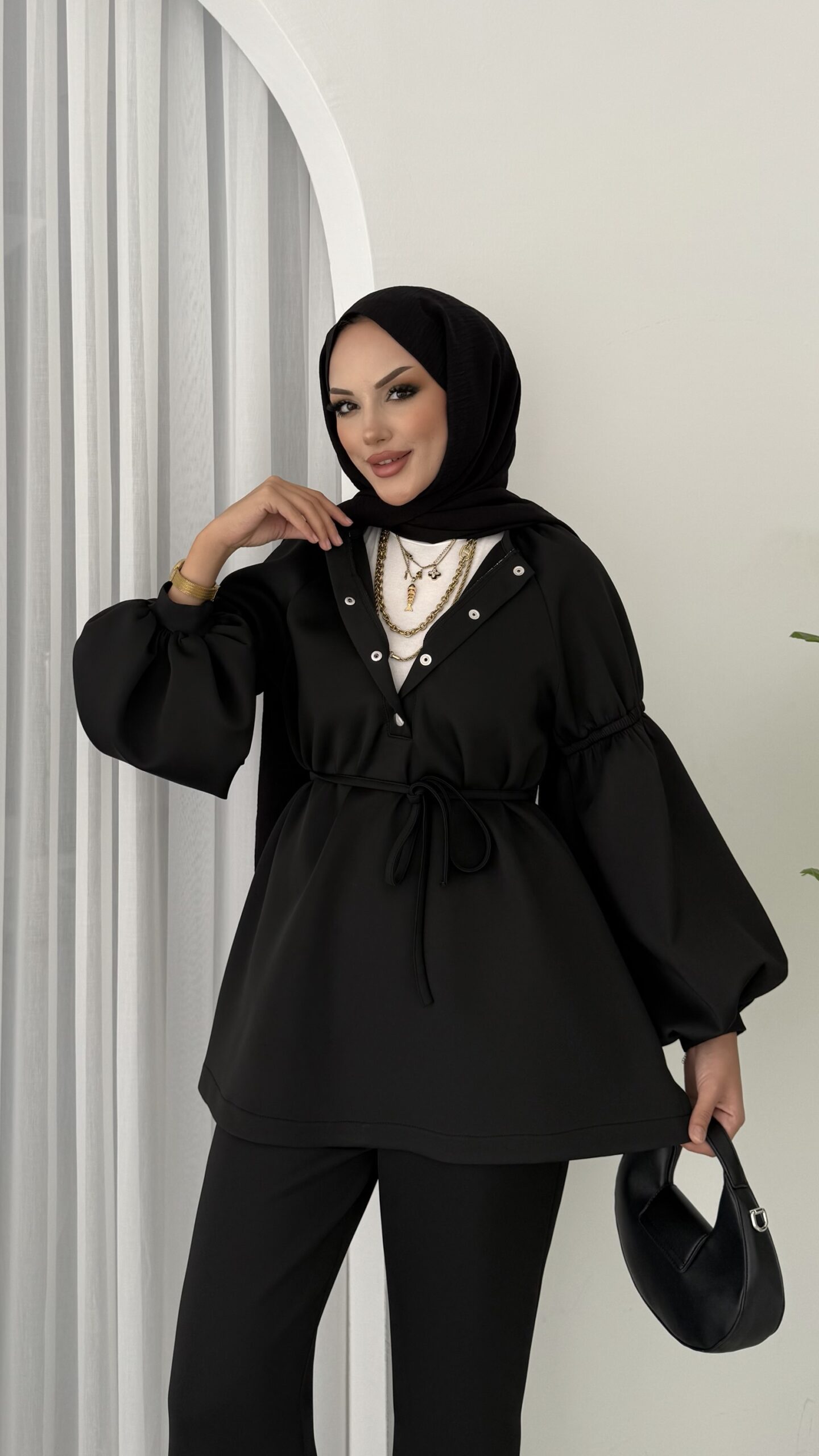 img_5259-2 Bloom Scuba Puf İkili Takım - Siyah - Görsel 3