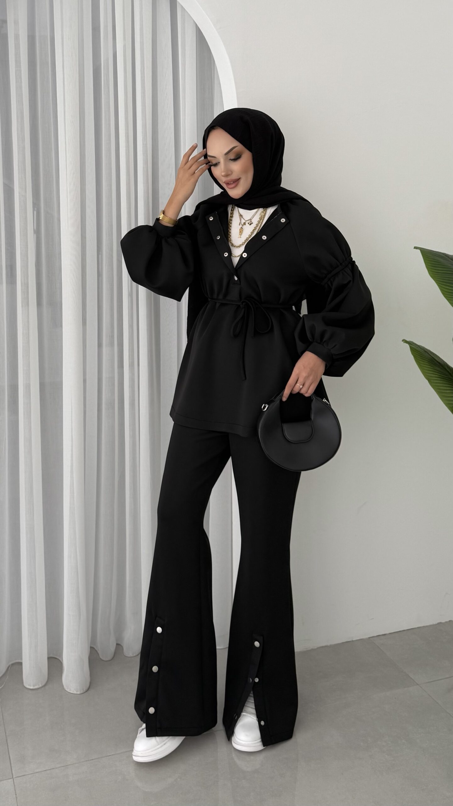 img_5261-2 Bloom Scuba Puf İkili Takım - Siyah - Görsel 2