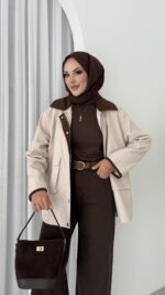 Stradi Muadil Kadife Yaka Ceket - Bej - Görsel 4