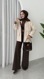 Stradi Muadil Kadife Yaka Ceket - Bej - Görsel 11