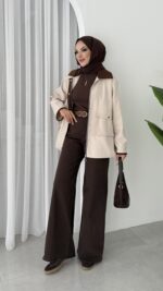 Stradi Muadil Kadife Yaka Ceket - Bej - Görsel 9