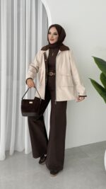 Stradi Muadil Kadife Yaka Ceket - Bej - Görsel 8