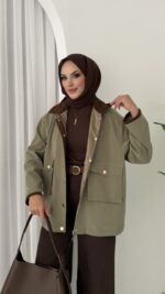 Stradi Muadil Kadife Yaka Ceket - Haki - Görsel 4