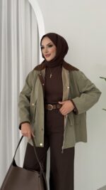 Stradi Muadil Kadife Yaka Ceket - Haki - Görsel 5