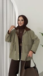 Stradi Muadil Kadife Yaka Ceket - Haki - Görsel 3