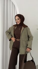 Stradi Muadil Kadife Yaka Ceket - Haki - Görsel 2