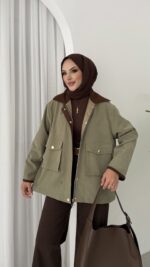 Stradi Muadil Kadife Yaka Ceket - Haki