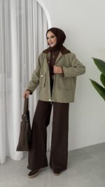 Stradi Muadil Kadife Yaka Ceket - Haki - Görsel 8