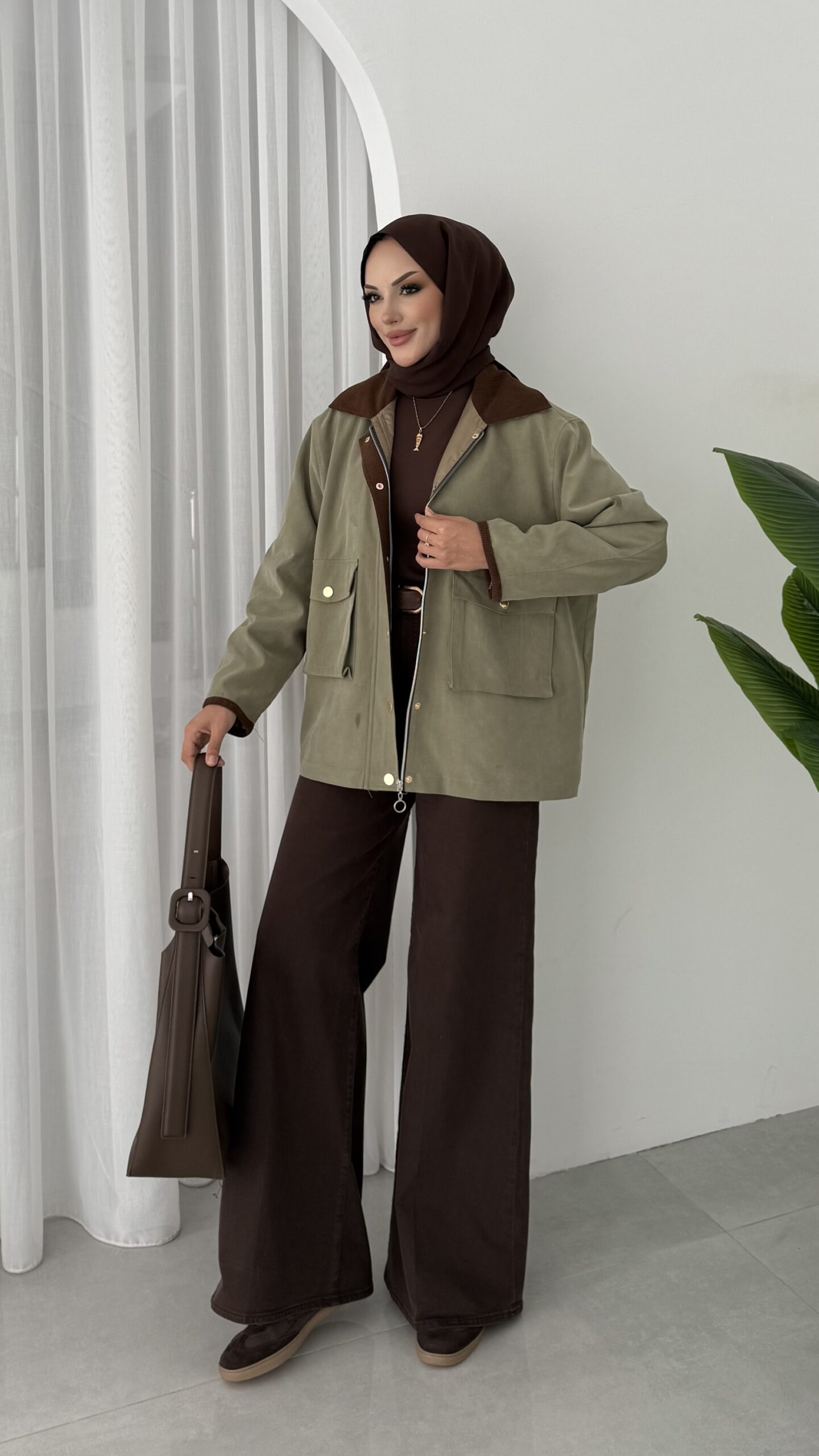 img_5385-2 Stradi Muadil Kadife Yaka Ceket - Haki - Görsel 8