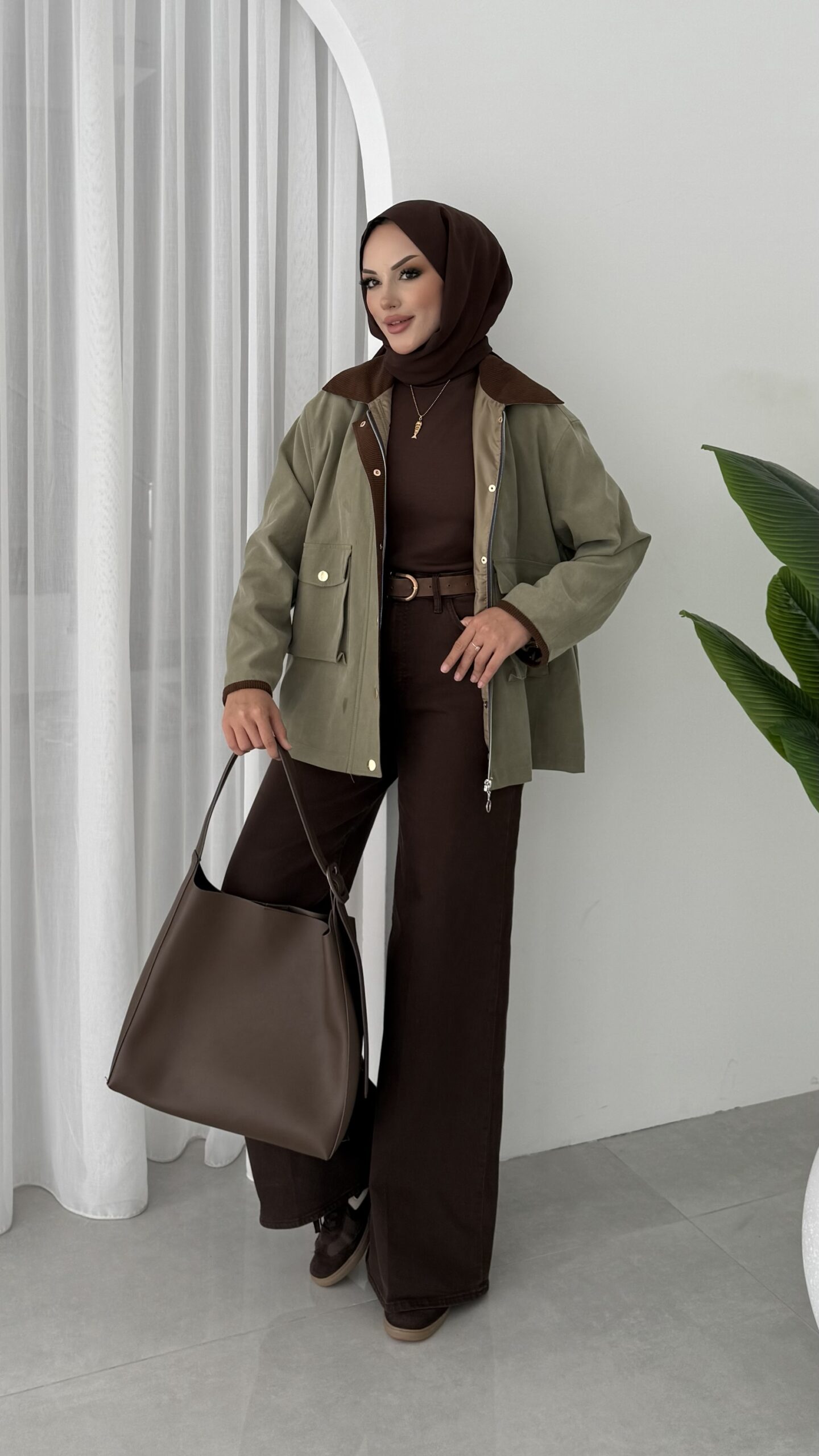 img_5389 Stradi Muadil Kadife Yaka Ceket - Haki - Görsel 7