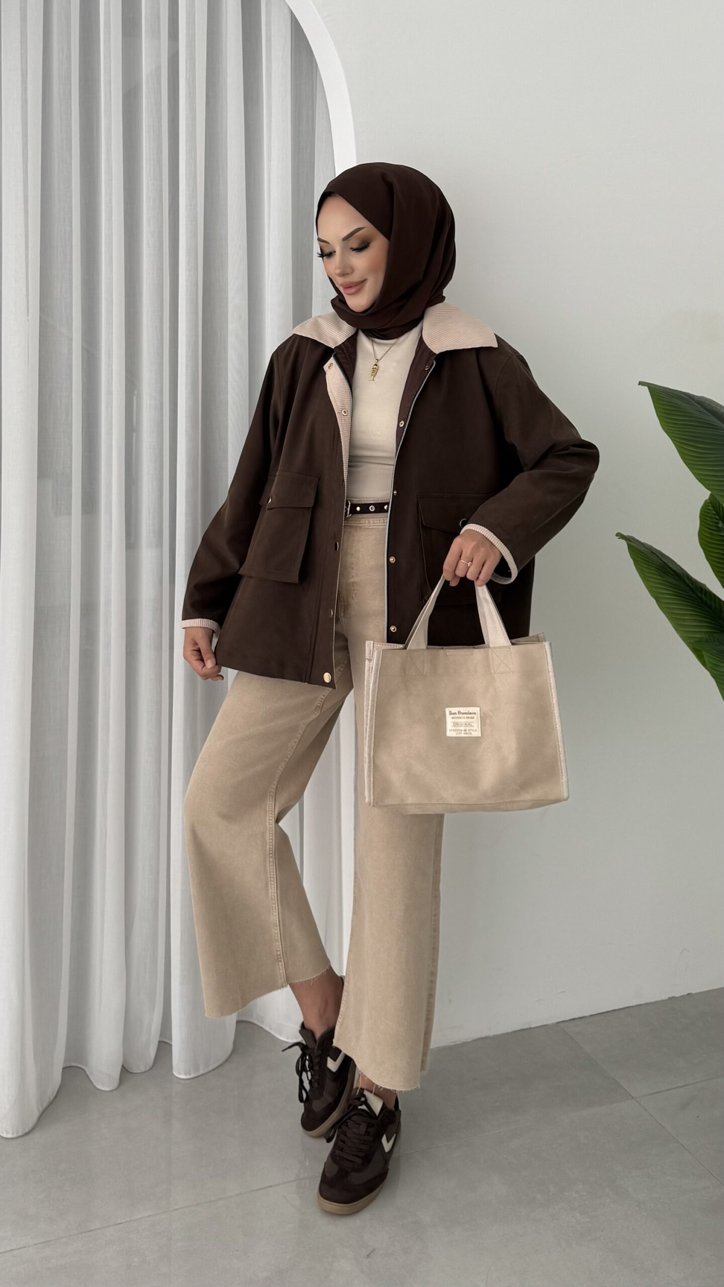 img_5414-2 Stradi Muadil Kadife Yaka Ceket - Kahverengi - Görsel 8