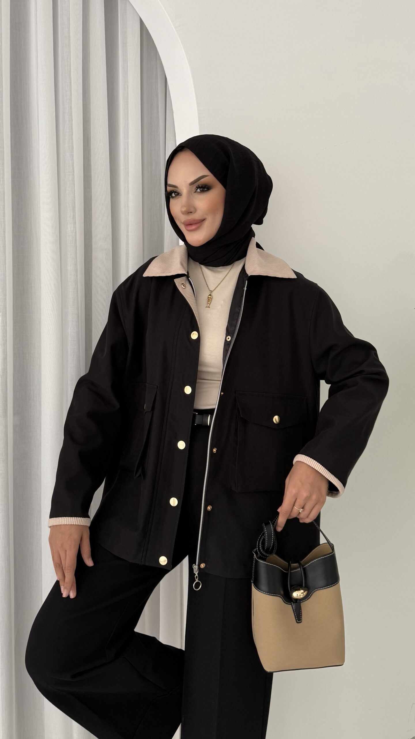 img_5422-2 Stradi Muadil Kadife Yaka Ceket - Siyah - Görsel 2