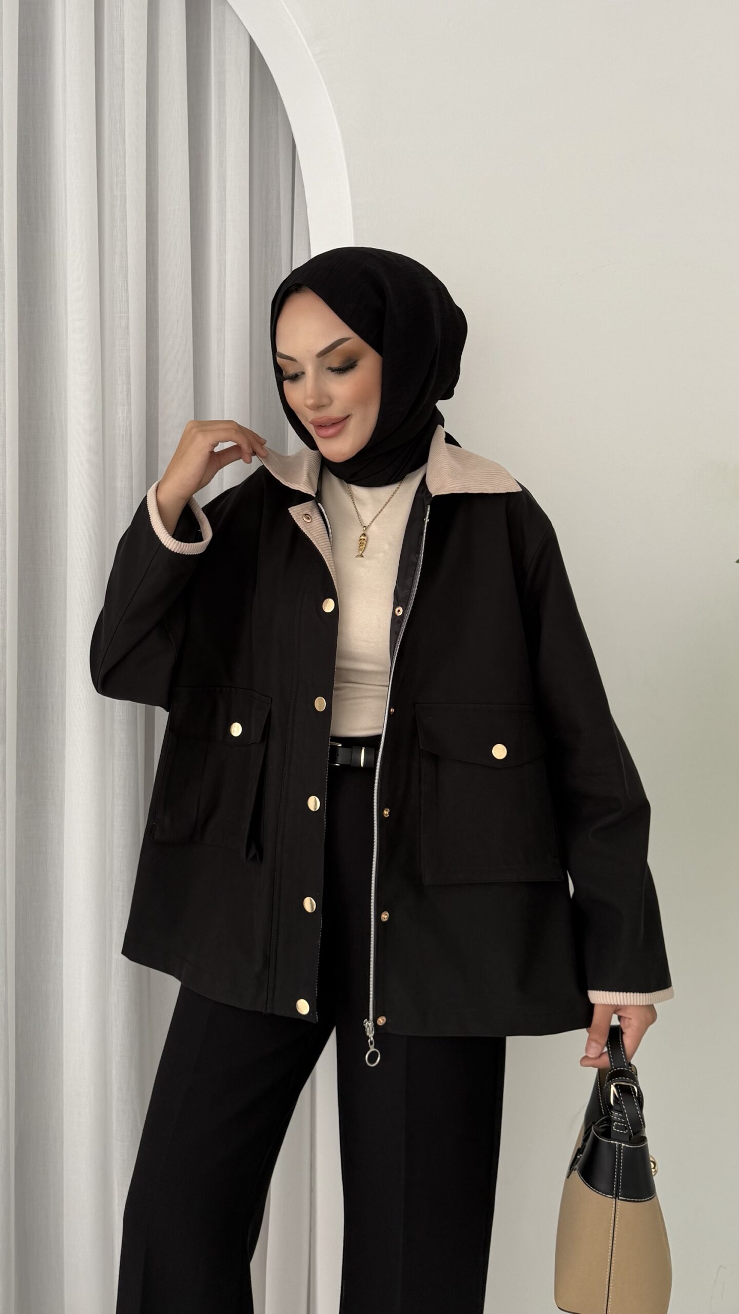 img_5423-2 Stradi Muadil Kadife Yaka Ceket - Siyah - Görsel 3